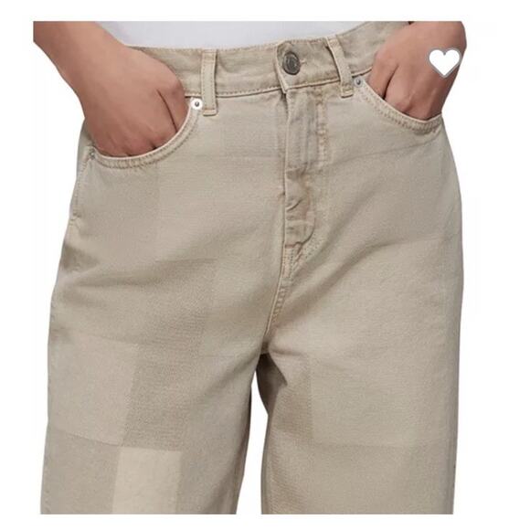 Whistles Tan Patchwork Boyfriend Jean size 29 High Rise Relaxed Khaki Af16 - Picture 2 of 7